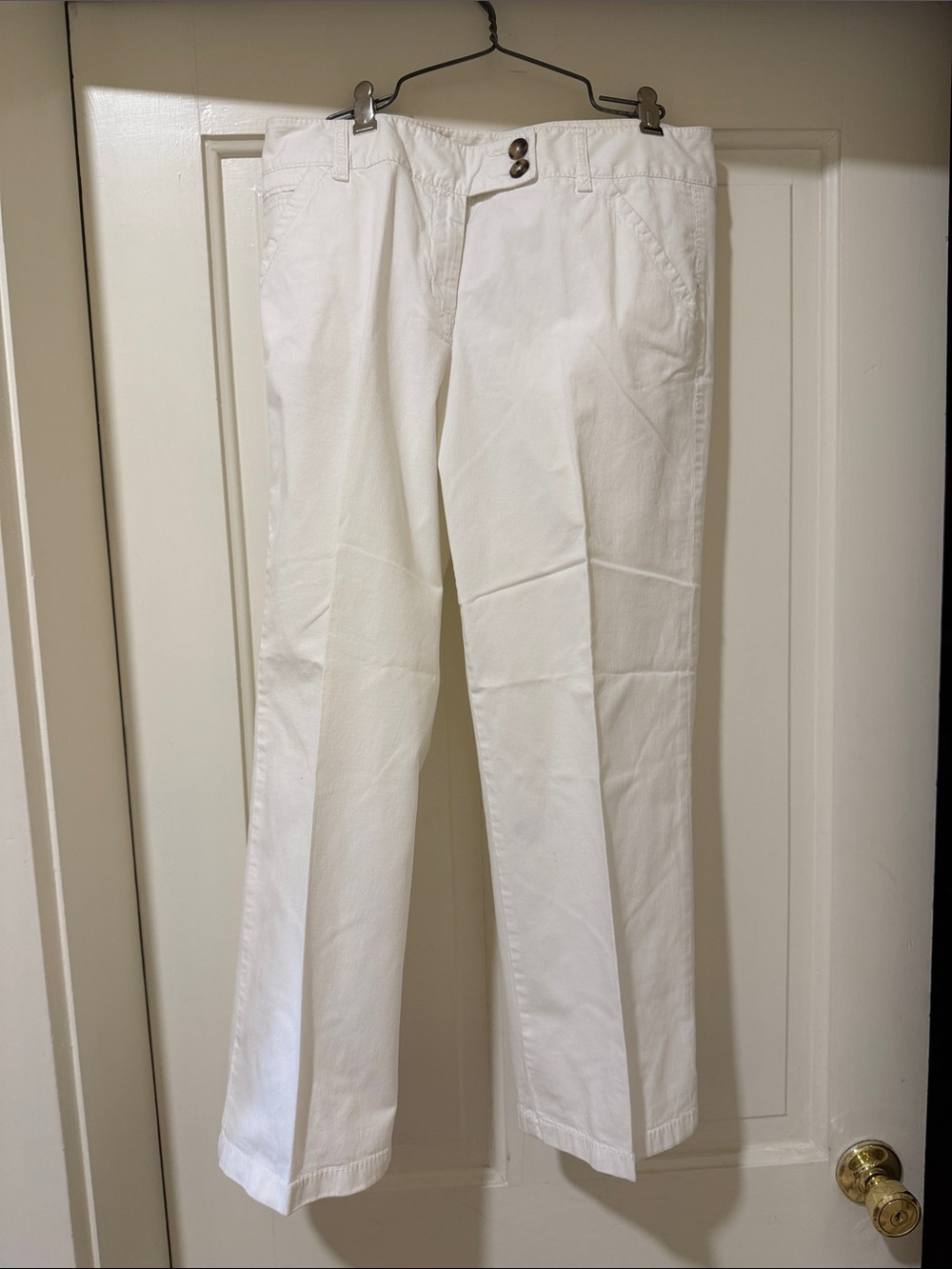 Ann Taylor White Straight-Leg Chinos